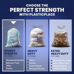 Plasticplace 32-33 Gallon Recycling 0.9 Mil Drawstring Garbage Can 33 X 38 100