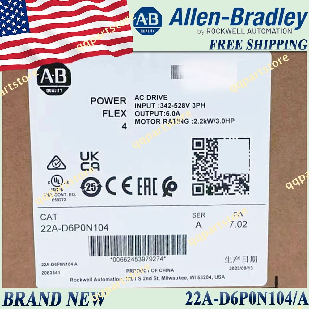 22A-D6P0N104 2022 New AB 22A-D6P0N104/A Powerflex 4 AC Drive Surplus