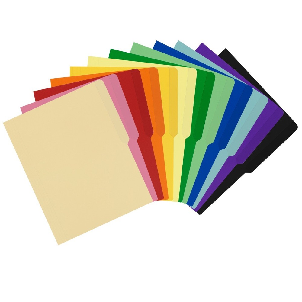 UOFFICE File Folder Letter Size 1/2 Cut Tab 100 Pack