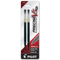 Pilot Precise V5 RT, 3 Pens With 4 Packs of Refills, Black Ink, 0.5mm X-Fine