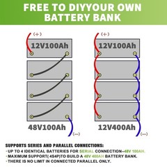 12V 100Ah LiFePO4 Lithium Battery Deep Cycle BMS for Solar Panel Marine Off-Grid