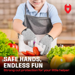 Kids Cut Resistant Gloves with 3 Reinforced Fingers – 100% Food Grade Kids Cooki