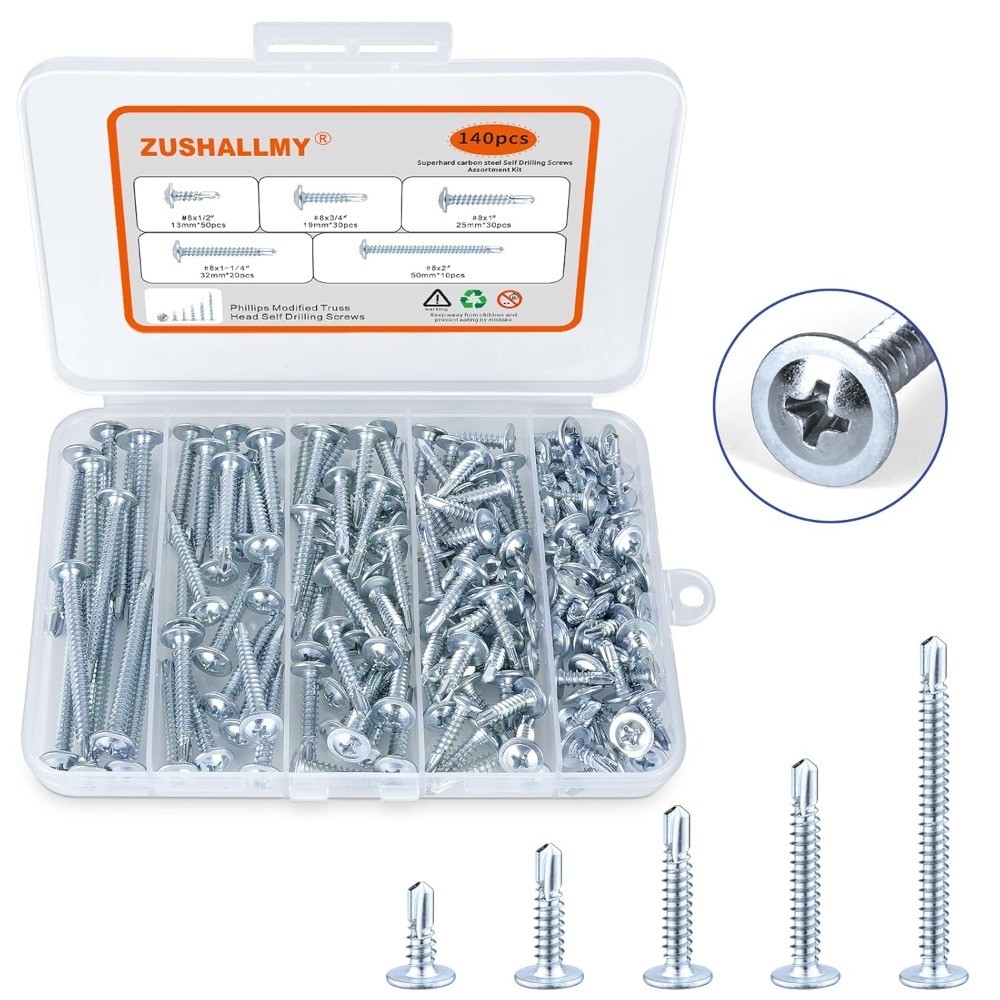 Self Tapping Screws for Metal 140 Pcs Assortment Kit Modified Truss Head Sheet