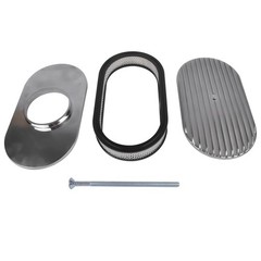 15″ Oval Full Finned Polished Aluminum Air Cleaner Filter Fits for Chevy SBC