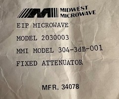 Midwest Microwave RF Fixed Attenuator SMA Male to N Female 3dB 4 Hole Flange