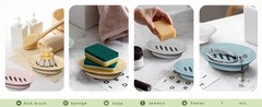 2-Pack Soap Dish with Drain Plastic Sponge Holder Easy Cleaning Soap Saver Tray
