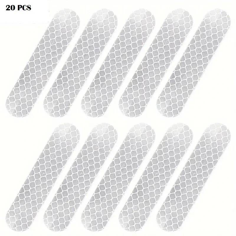 20pcs High Visibility White Silver Reflective Tape, Waterproof, Visibility Decal