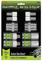 14pc LEGACY FLEXZILLA PRO HI FLO AIR HOSE QUICK COUPLER FITTING SET A53458FZ-BAL