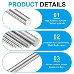4 pcs 3.5mm Dia 204mm Length GR5 Metal Solid TC4 Titanium Round Bar[0.14 x 8IN]