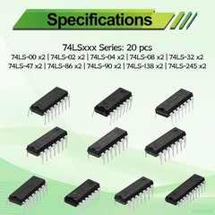 40 Pcs 20 Types 74HC and 74LS Series Low Power Logic IC Assortment Kit DIP TTL C