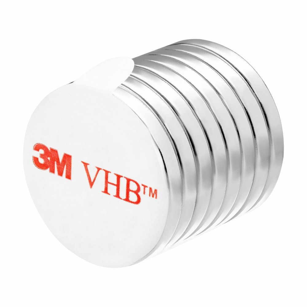 1 x 1/8 Inch Neodymium Rare Earth Disc Magnets N52 with 3M Adhesive (8 Pack)
