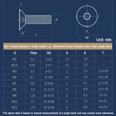 M2 M2.5 M3 M4 M5 M6-M12 High Tensile 10.9 Countersunk Screws Allen Socket Bolts