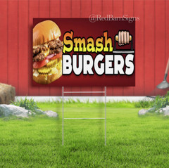 Smash Burgers with Optional Sizes Yard Sign (Made in the USA)