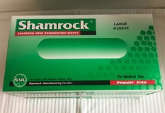 Shamrock Synthetic/Vinyl Powder Free Examination Gloves Large 2 Boxes of 100