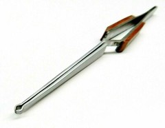 2 Fiber Grip Tweezers Cross Locking Straight & Bent Wire Holding Slotted Tweezer