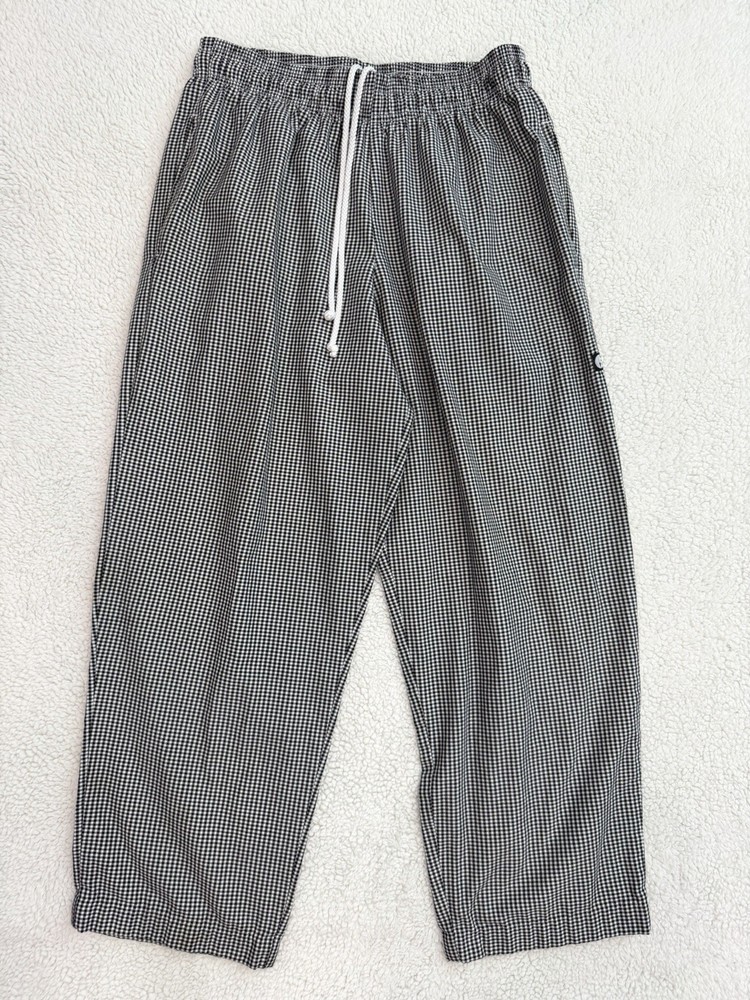Chef Works Essential Baggy Pants L Black White Gingham Check Uniform Unisex