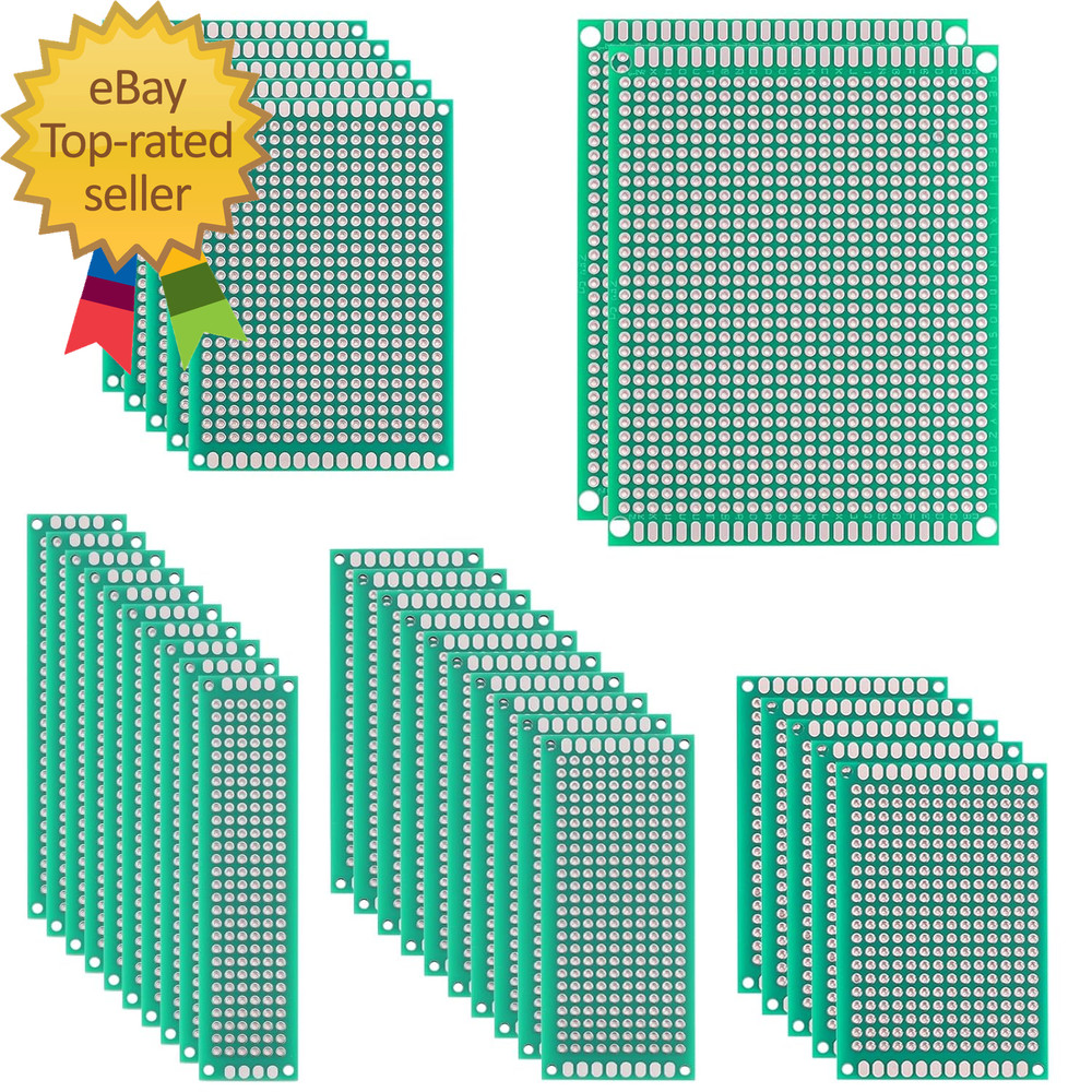32 Pcs PCB Board Green Circuit Board with 5 Sizes Compatible Double Sided PCb