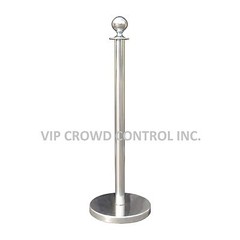 ROPE STANCHION, 5 PCS SET, CROWN TOP AND MIRROR POLISH S.S. 12″ FLAT BASE