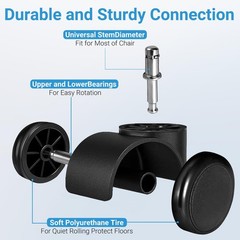2 Inch Office Chair Casters Wheels Heavy Duty, 5 Pcs Chair Wheel Replacement