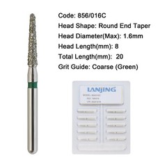 Dental Diamond Burs FG 850/016F 856/016C Round End Taper Coarse Fine High Speed