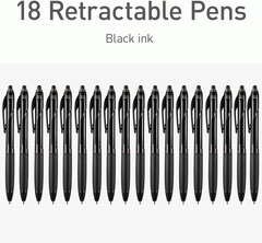 Pentonic BR-T Retractable Ballpoint Pens, 18 Count, Black Ink, 0.7 Mm Fine Point