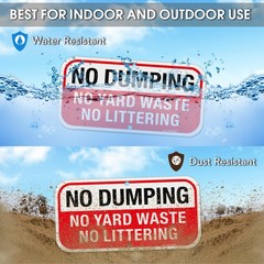 Rust Free No Dumping Sign 2 Pack Outdoor Yard Waste Littering Sign 12 x 6