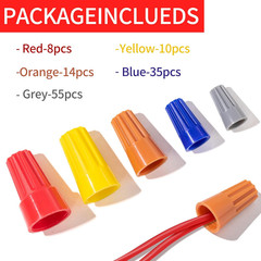122 Pcs Wire Connectors Nuts Assortment Kit, 5 Size Colorful Electric Wire Caps