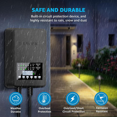300W Low Voltage Landscape Transformer with Dual Control Outputs and Photocell