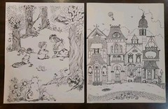 VTG Scribbler Portfolio Folder Duo Tang Houses Kids Forest Animals NOS Set/2