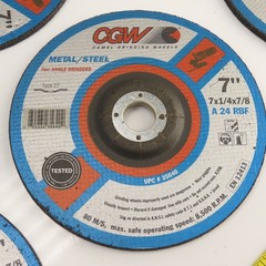 CGW A24RBF 7″ x 1/4 x 7/8″ Depressed Center Metal Grinding Wheels 8500RPM Lot/13