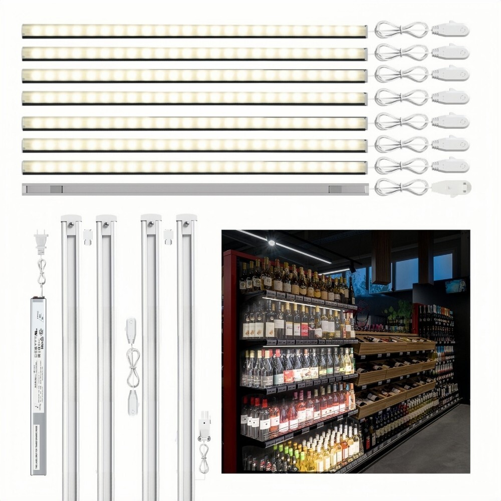 Gondola Shelving Lighting kit includes power supply all accessories 8-pack 3Ft