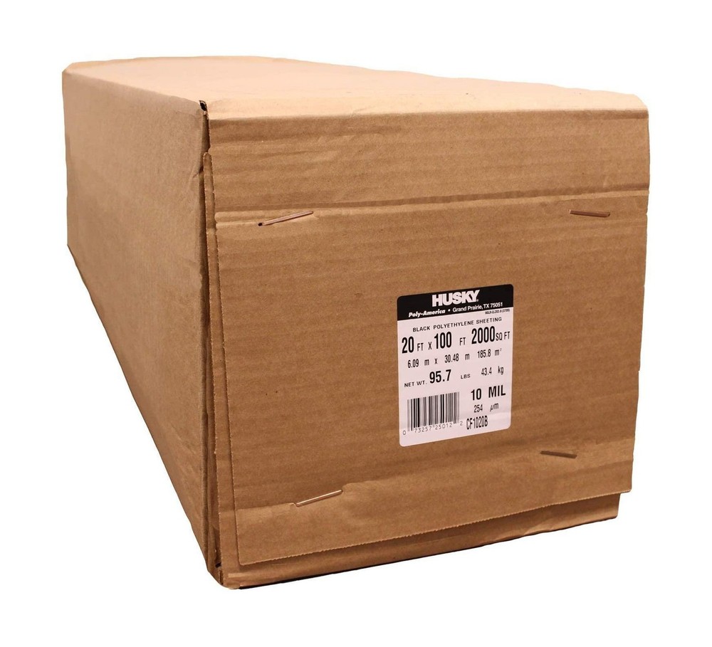 Poly-America (20’x100′) Husky Contractor’s Choice Black Plastic Sheeting 10 M…