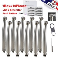 10 PCS Dental LED E-Generator Fiber Optic High Speed Handpiece 4 Hole NSK Style