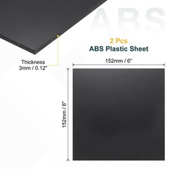 2 Pack ABS Plastic Sheet, 0.12″ Thick 6″x6″ Flexible Hard Plastic Sheet, Black