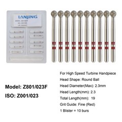 Dental Zirconia Cutting Diamond Burs FG Round End Taper Round Ball Football Z856