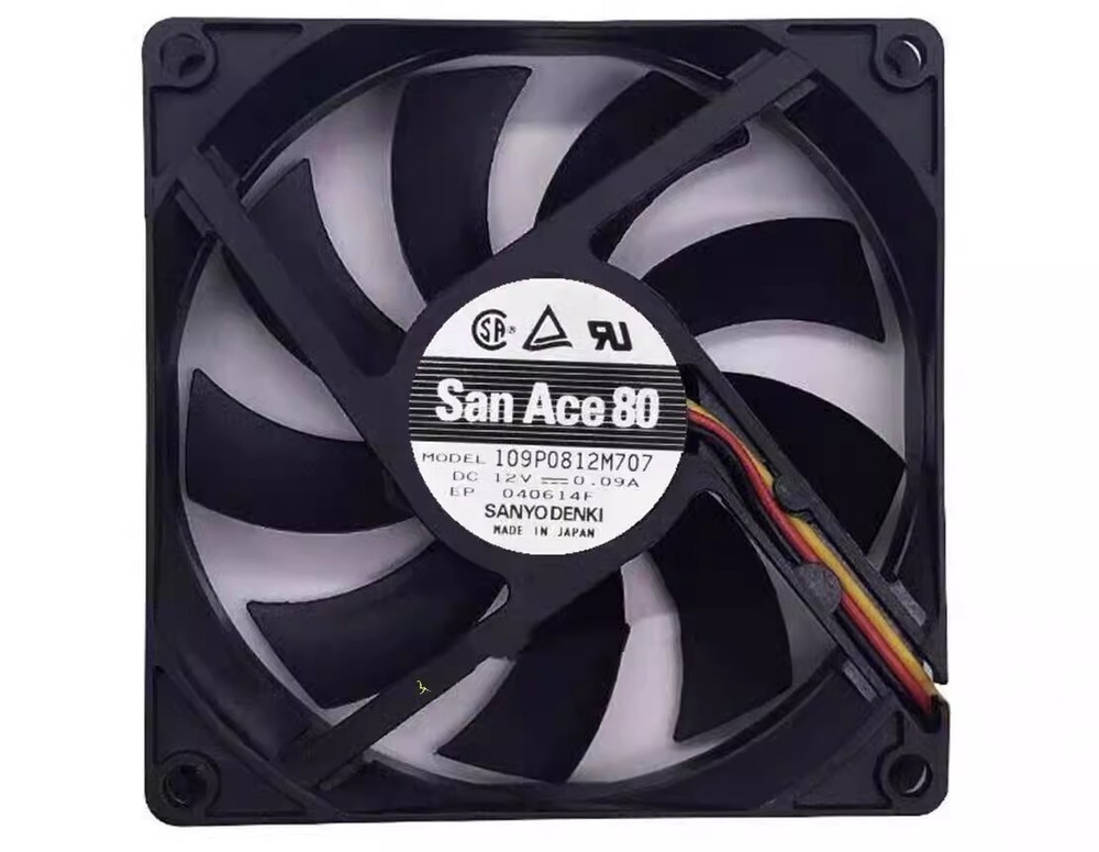Sanyo 9GA0812P7G001 8015 DC12V 0.09A 8CM 3-Wire Silent Cooling Fan