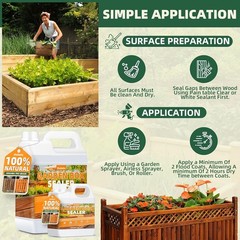Garden Box Sealer 32OZ/946ML, Non-Toxic & Plant-Based Waterproofing Wood Sealer