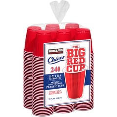 Kirkland Signature Chinet 18 oz Plastic Cup, Red, 240-count -FAST SHIPPING