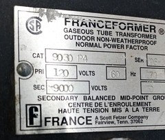 Franceformer 7.5kv at 30ma – Neon Gaseous Tube Transformer – Used