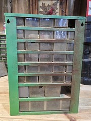 Vintage RAACO Corp Green Metal Storage Cabinet 35 Drawer Made In Denmark