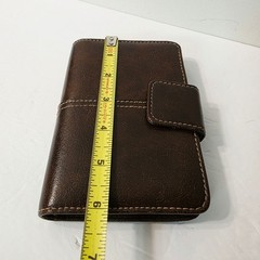 Rosetti Brown Faux Leather Ring Pocket Planner Organizer Binder Wallet Clean