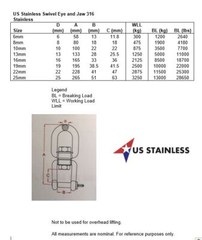 Stainless Steel 316 Anchor Swivel Eye and Jaw 16mm or 5/8″ Marine Grade