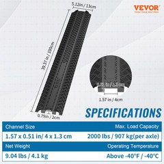 VEVOR 3 PCs 39 in Speed Bumps 2000 lbs Cable Protector Ramp Drop Over Cord Cover