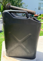 Vtg USMC Military 5 Gallon Metal Gas Can Black Jerry Can w/Flexible Cap Spout (B
