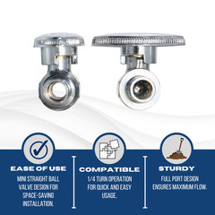 10) 1/2″ PEX X 1/2″ PEX STRAIGHT STOP VALVES 1/4 TURN FULL PORT LEAD-FREE NSF
