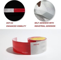 DOT-C2 Reflective Tape,Red White 2Inch X 30′ Waterproof Conspicuity Safety Tape