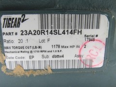 Dodge 23A20R14SL414FH 20:1 Ratio 1750RPM 2Hp In 87.5RPM 5″ Shaft RH Out Gear Box