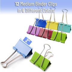 Mr Pen Metal Binder Clips 12 pcs 2 Inches Extra Large Size Colored Binder Paper
