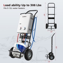 Camplux Dolly Hand Cart 10in Pneumatic Wheels Heavy Duty for 5L-12L Water Heater