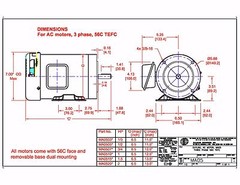 AC MOTOR, 1.5HP, 3450 RPM, 3PH, 208-230V/460V, 56C/TEFC, WITH BASE